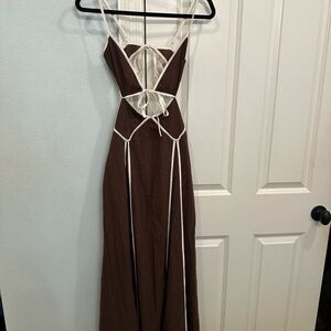 Peppermayo Exclusive- Kerli Brown and Cream Backless Dress